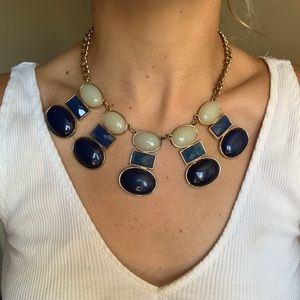 Adjustable blue, gold-toned necklace